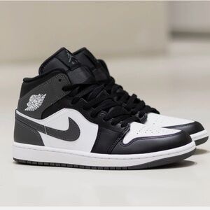 Air Jordan 1 Mid Black White Iron Grey